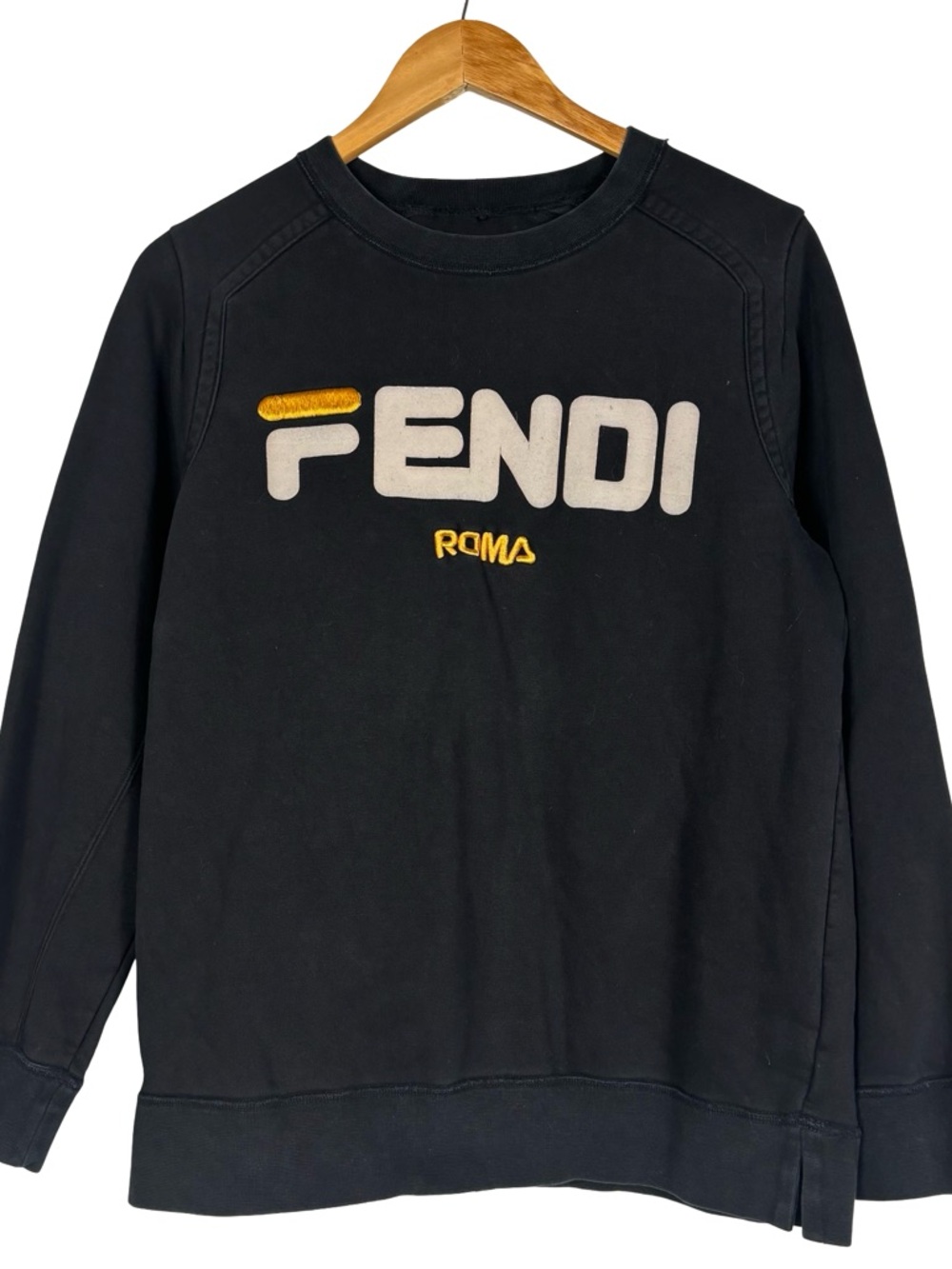 2018/19 FENDI ROMA x FILA Special Edition Embroidered Black Sweater Size XS